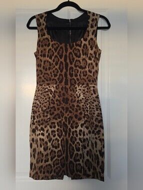 ICONIC Dolce & Gabbana Brown Leopard Print Midi Dress